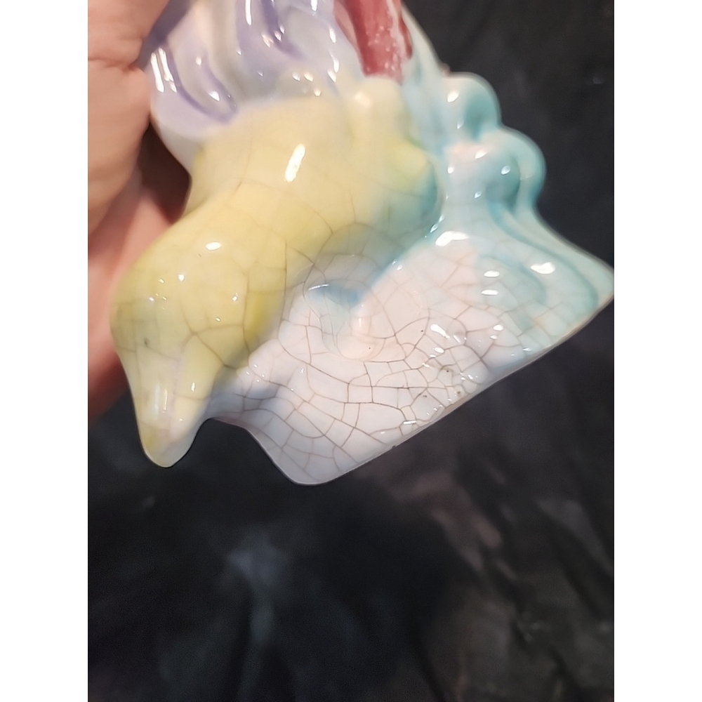 Vintage Pair Of Bird Wall Pockets 1940 White Aqua Yellow Morton Pottery - Picture 7 of 11